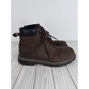Wolverine Floorhand boots men's 9 steel toe waterproof work 6" brown leather